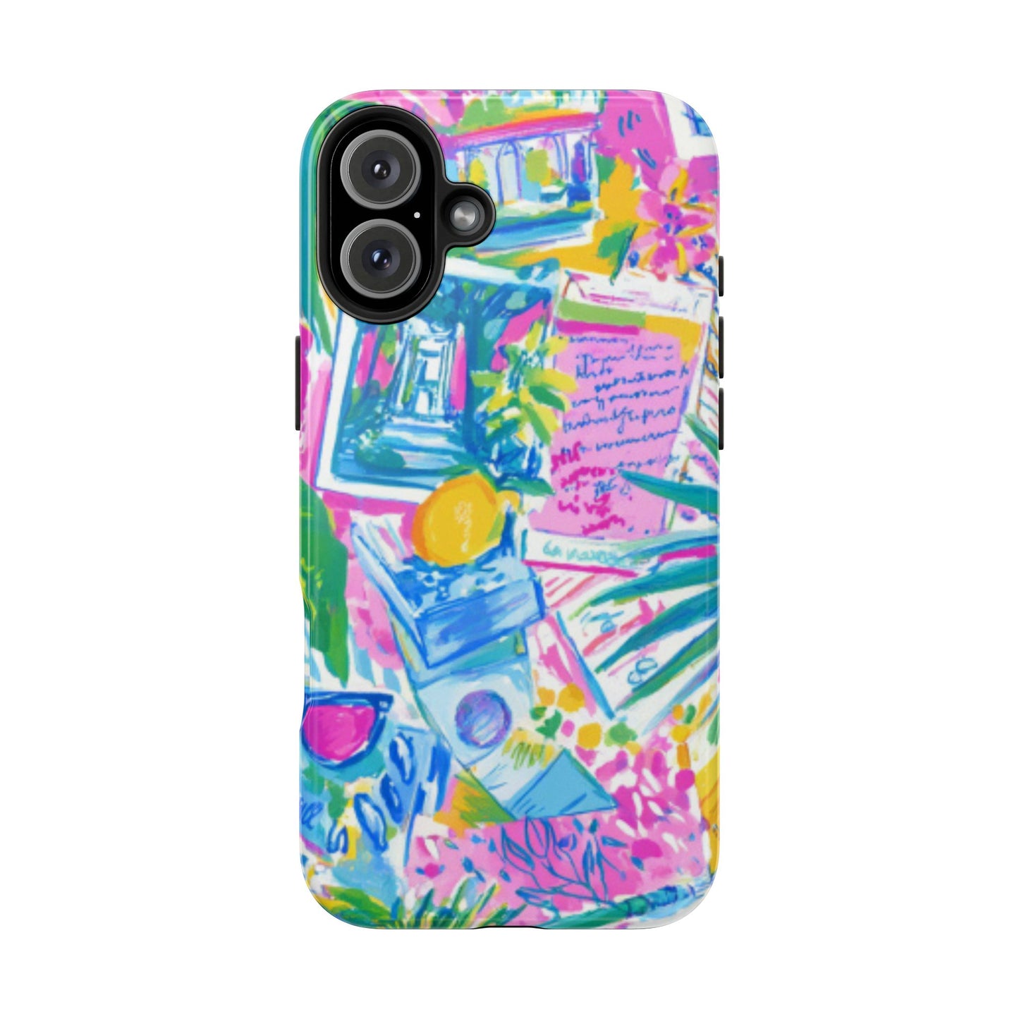 Tough Phone Case — Colorful Tropical Desk Pattern