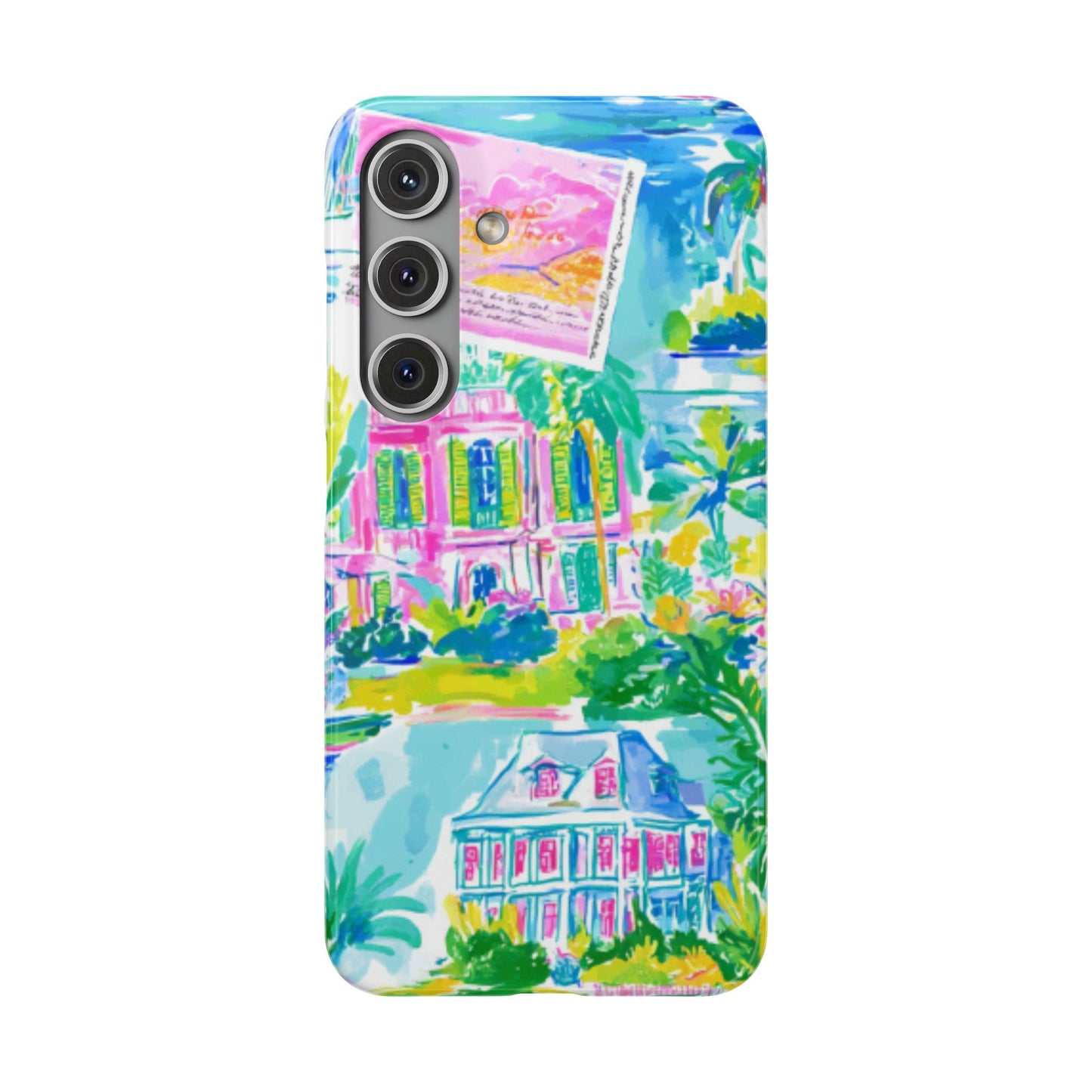 Tropical Pastel Beach Houses Print - PHONE CASE