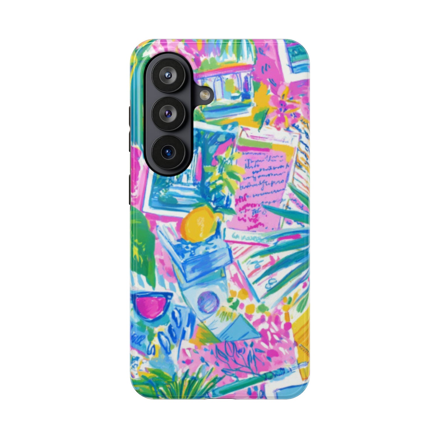 Tough Phone Case — Colorful Tropical Desk Pattern