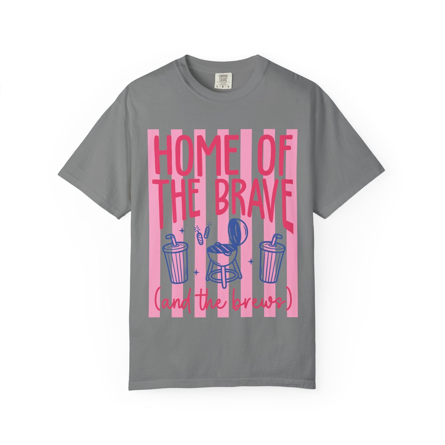 T-Shirt — “Home of the Brave (and the Brews)” Patriotic Coffee & Beer Graphic Tee