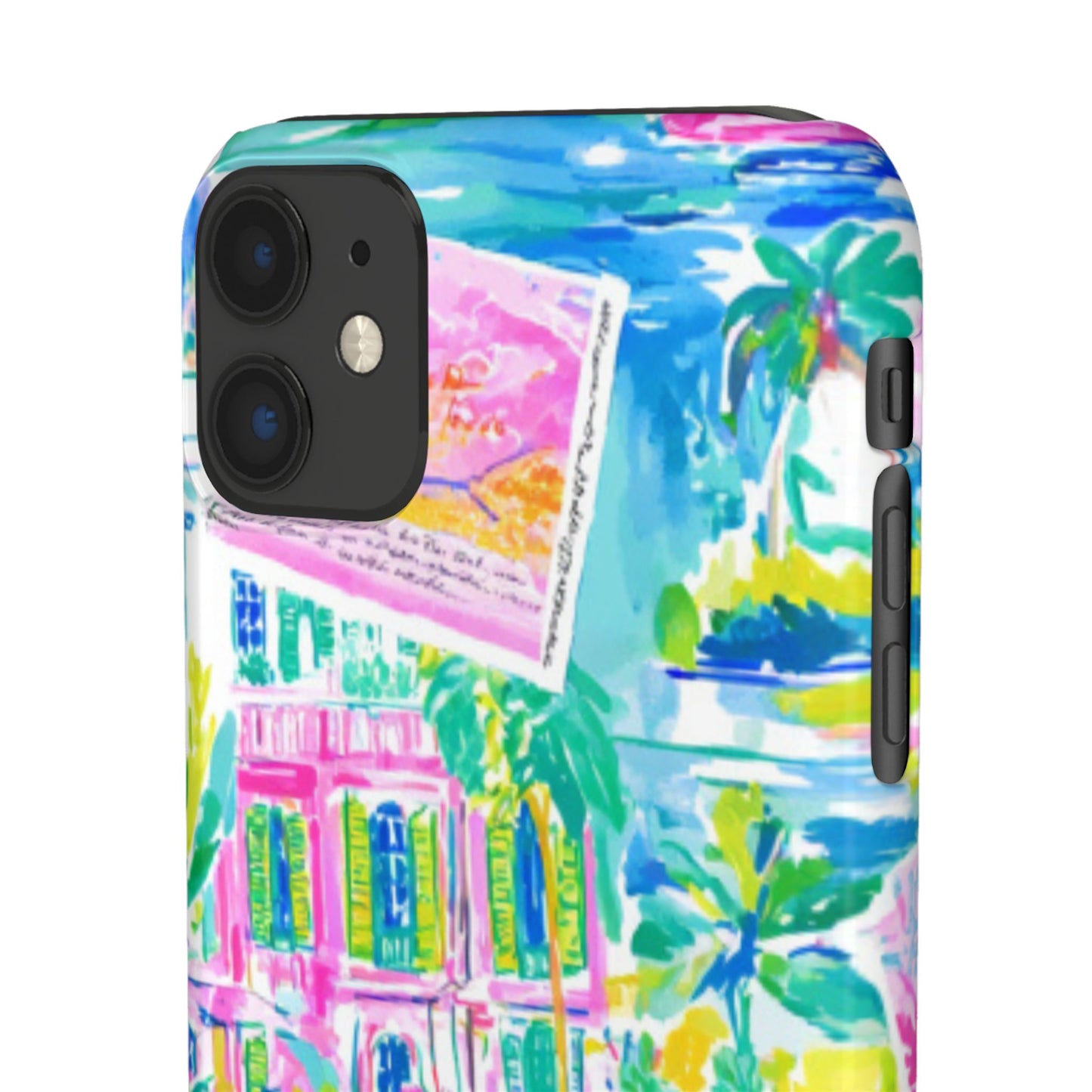 Tropical Pastel Beach Houses Print - PHONE CASE