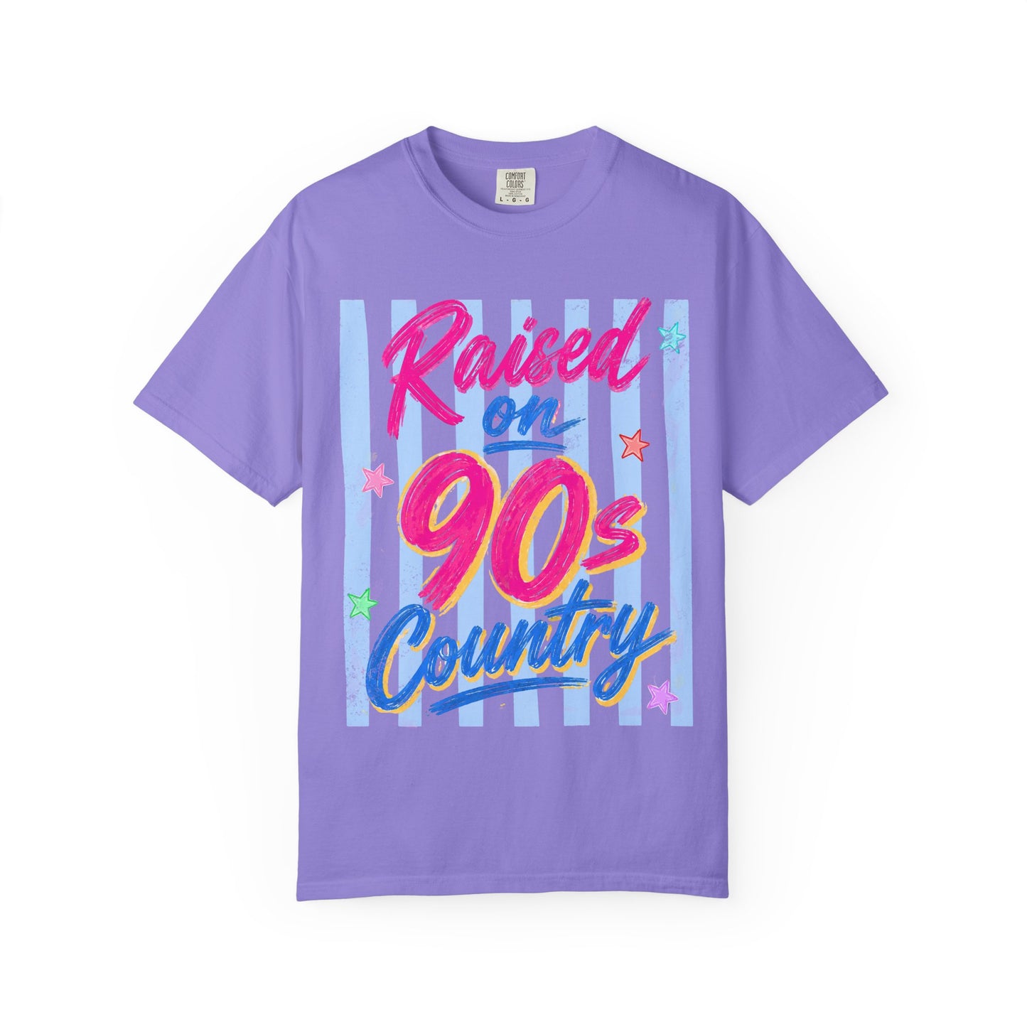 T-Shirt — "Raised on 90s Country" Retro Neon Graphic Tee