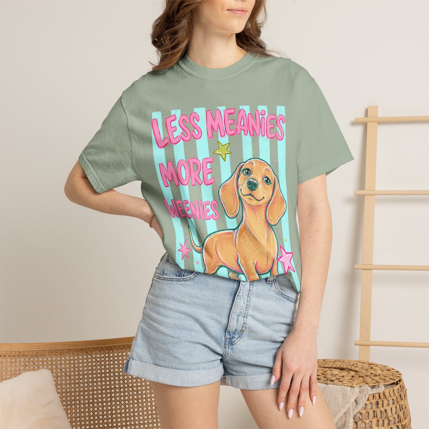 Dachshund Graphic T-Shirt — "Less Meanies More Weenies" Cute Dog Tee