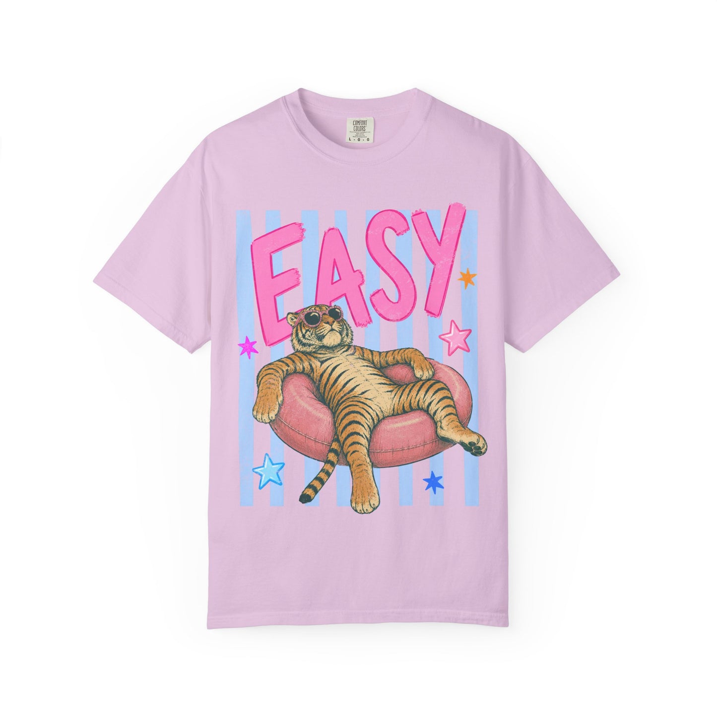Easy Tiger T-Shirt — Relaxed Graphic Tee with 'EASY' Lounge Cat Design