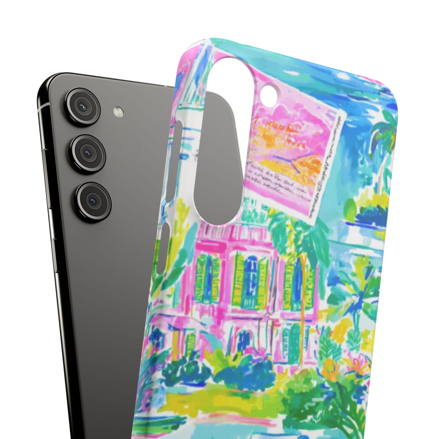 Tropical Pastel Beach Houses Print - PHONE CASE