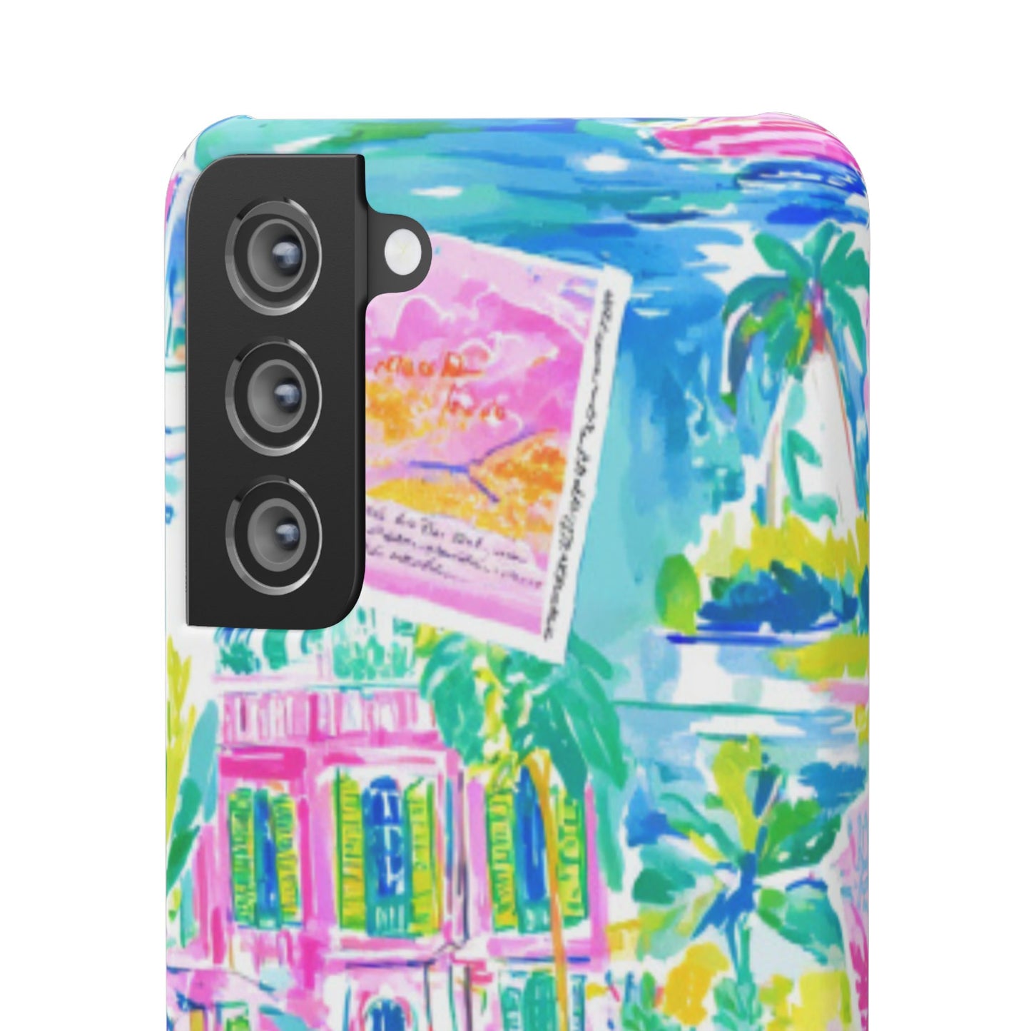 Tropical Pastel Beach Houses Print - PHONE CASE
