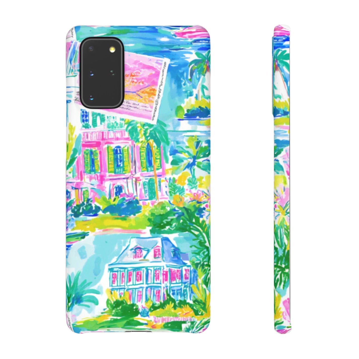 Tropical Pastel Beach Houses Print - PHONE CASE
