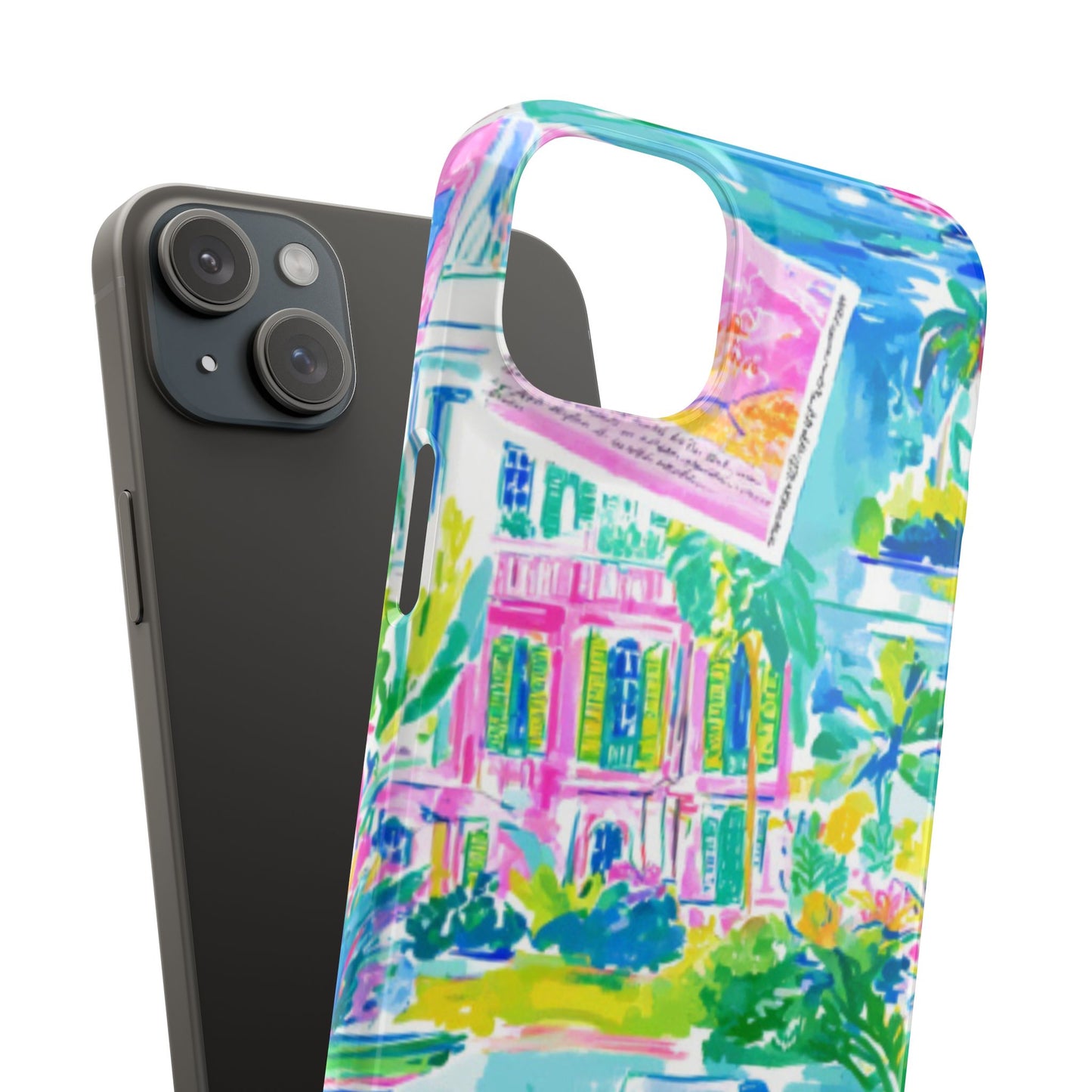 Tropical Pastel Beach Houses Print - PHONE CASE
