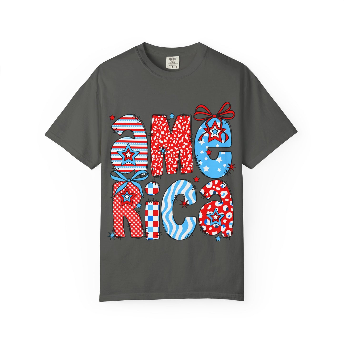America Graphic T-Shirt — Patriotic Red White Blue 4th of July Tee