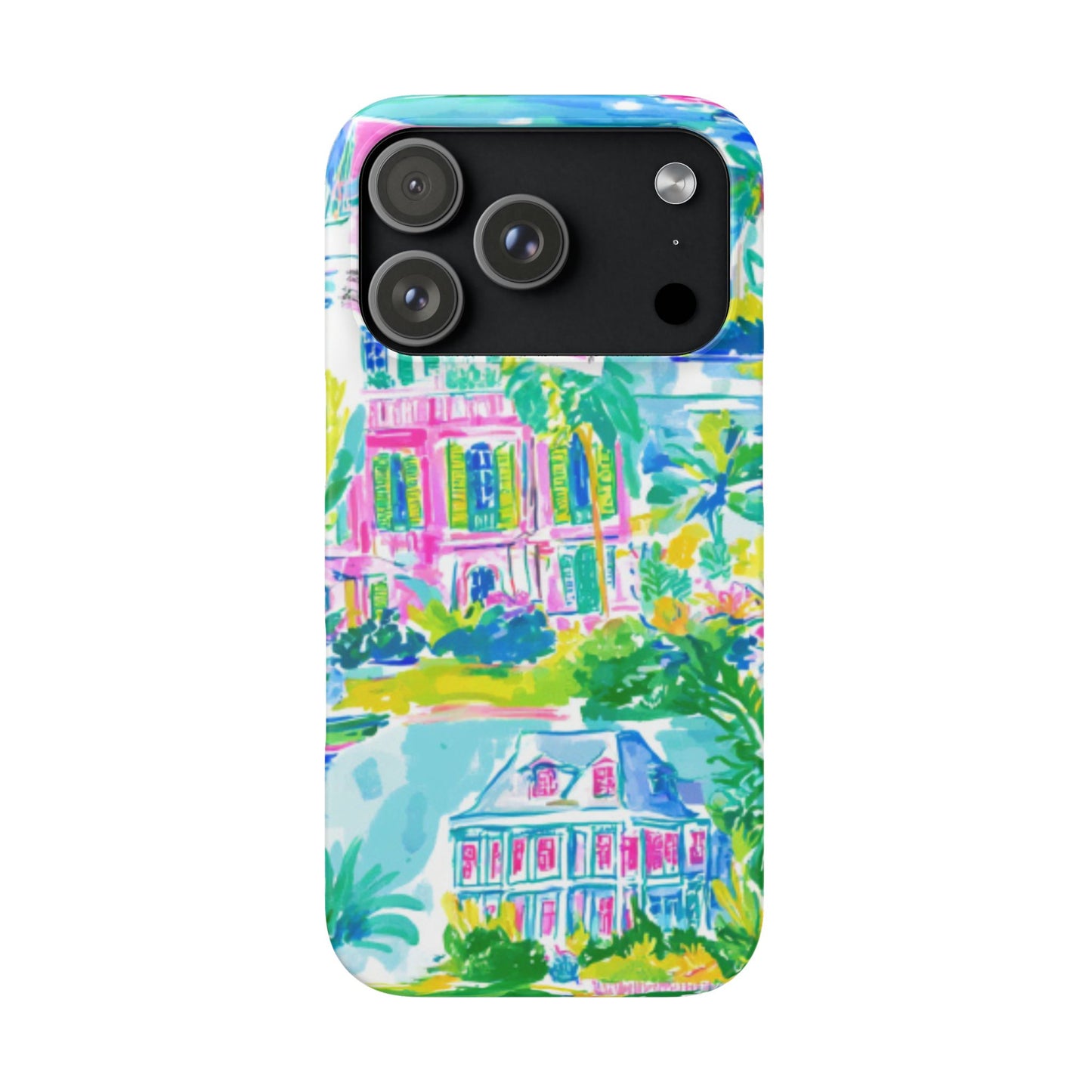 Tropical Pastel Beach Houses Print - PHONE CASE