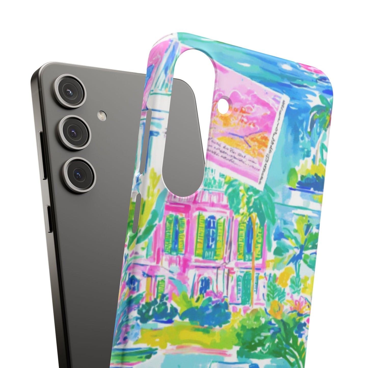 Tropical Pastel Beach Houses Print - PHONE CASE