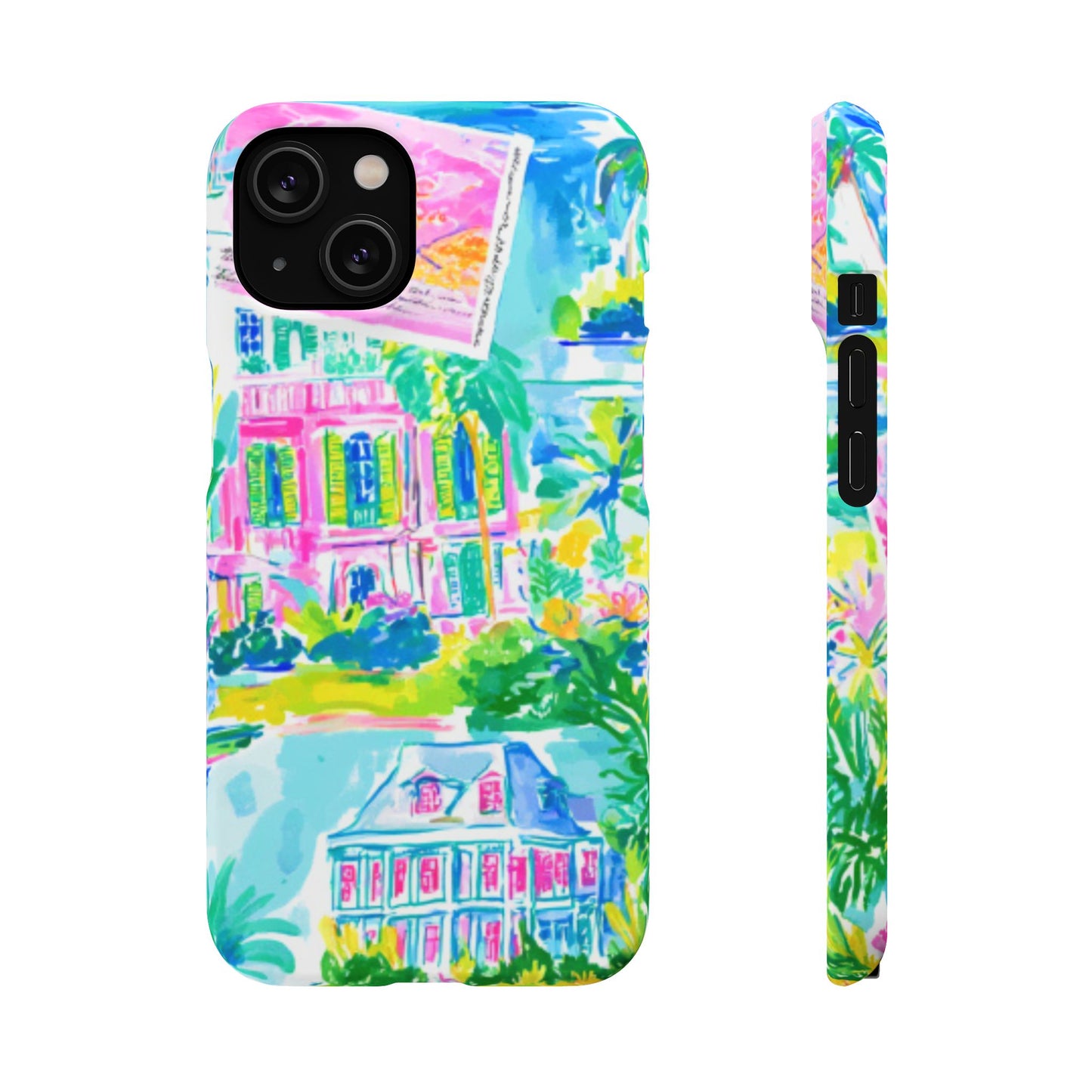 Tropical Pastel Beach Houses Print - PHONE CASE