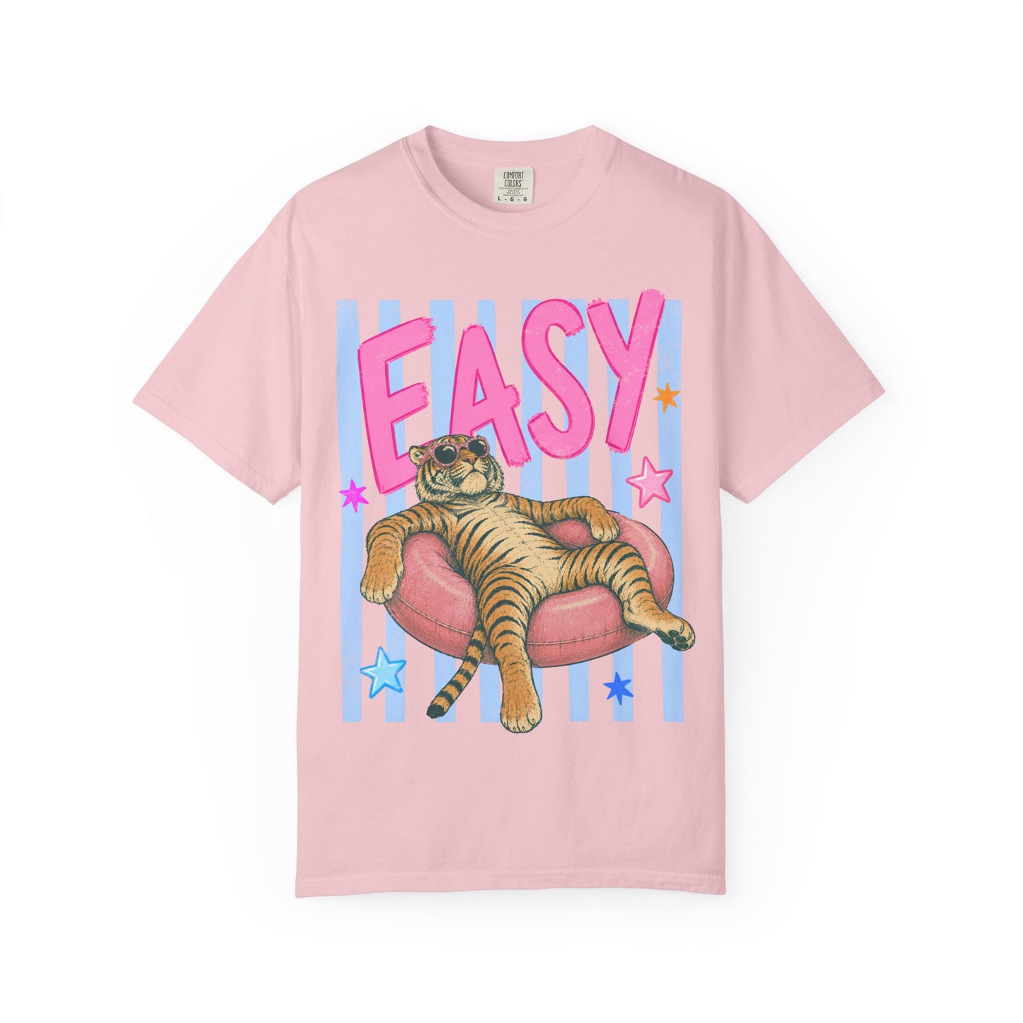 Easy Tiger T-Shirt — Relaxed Graphic Tee with 'EASY' Lounge Cat Design