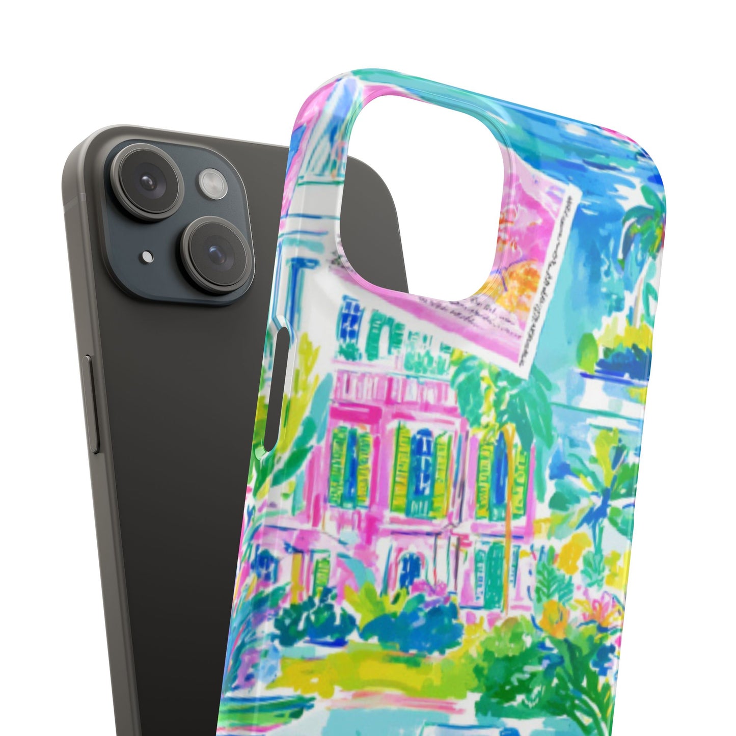 Tropical Pastel Beach Houses Print - PHONE CASE