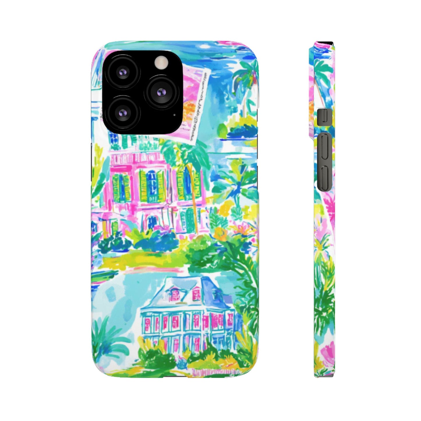 Tropical Pastel Beach Houses Print - PHONE CASE