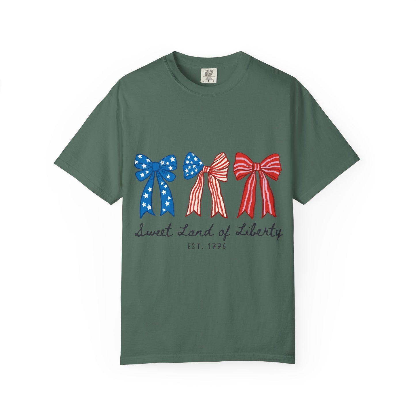 Patriotic Bows T-Shirt — "Sweet Land of Liberty" 4th of July Tee