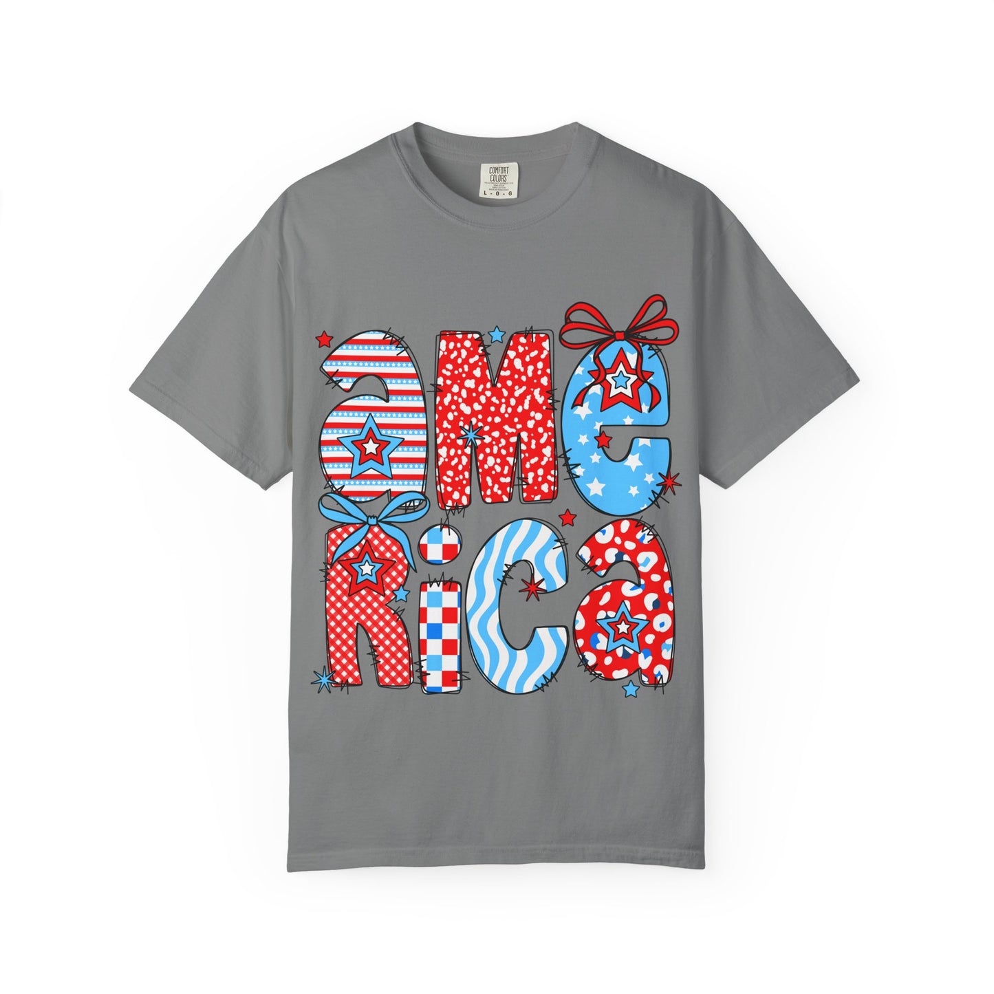 America Graphic T-Shirt — Patriotic Red White Blue 4th of July Tee