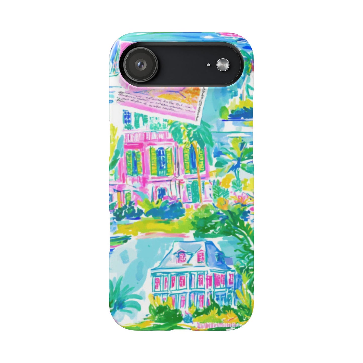 Tropical Pastel Beach Houses Print - PHONE CASE