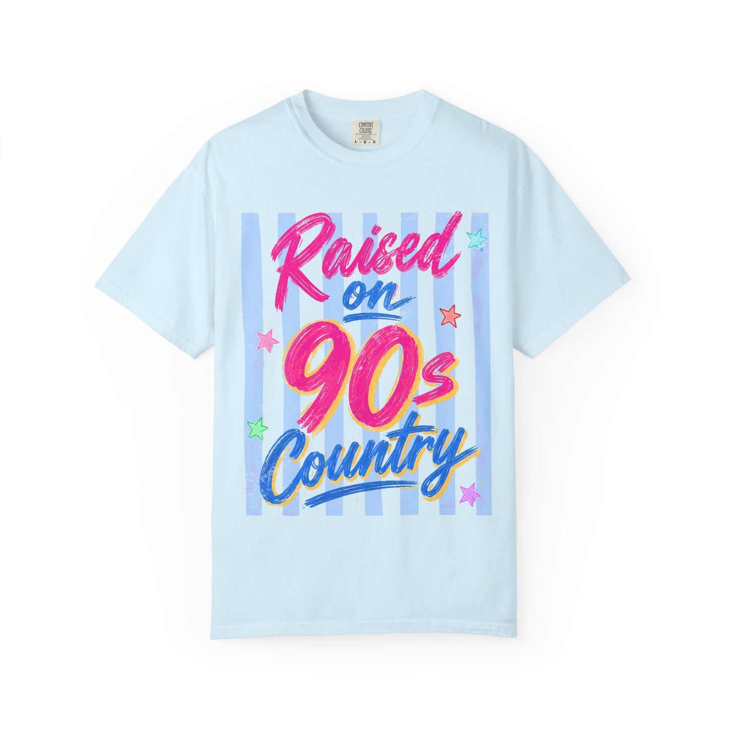 T-Shirt — "Raised on 90s Country" Retro Neon Graphic Tee