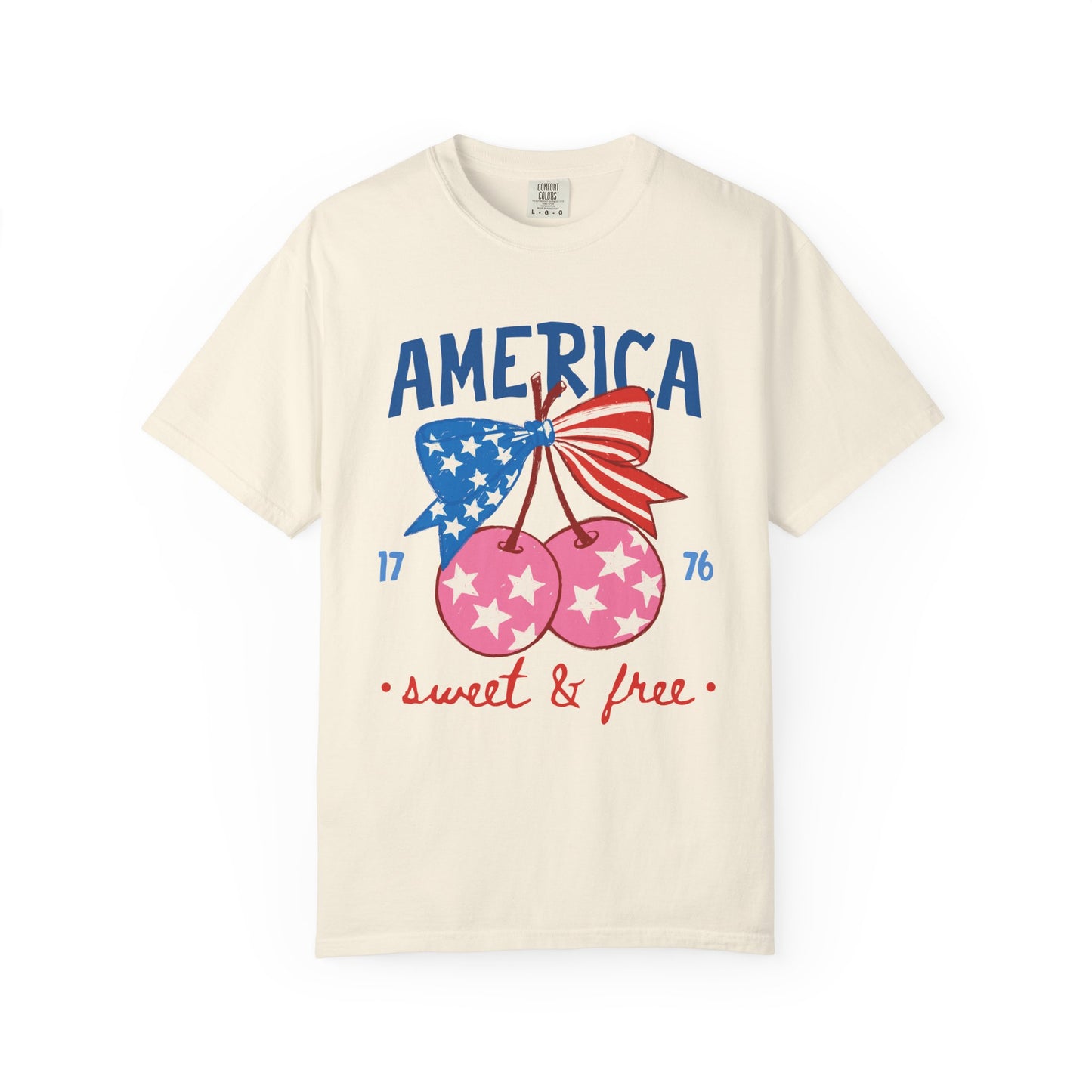 America Sweet & Free T-Shirt — Patriotic Cherry Graphic Tee