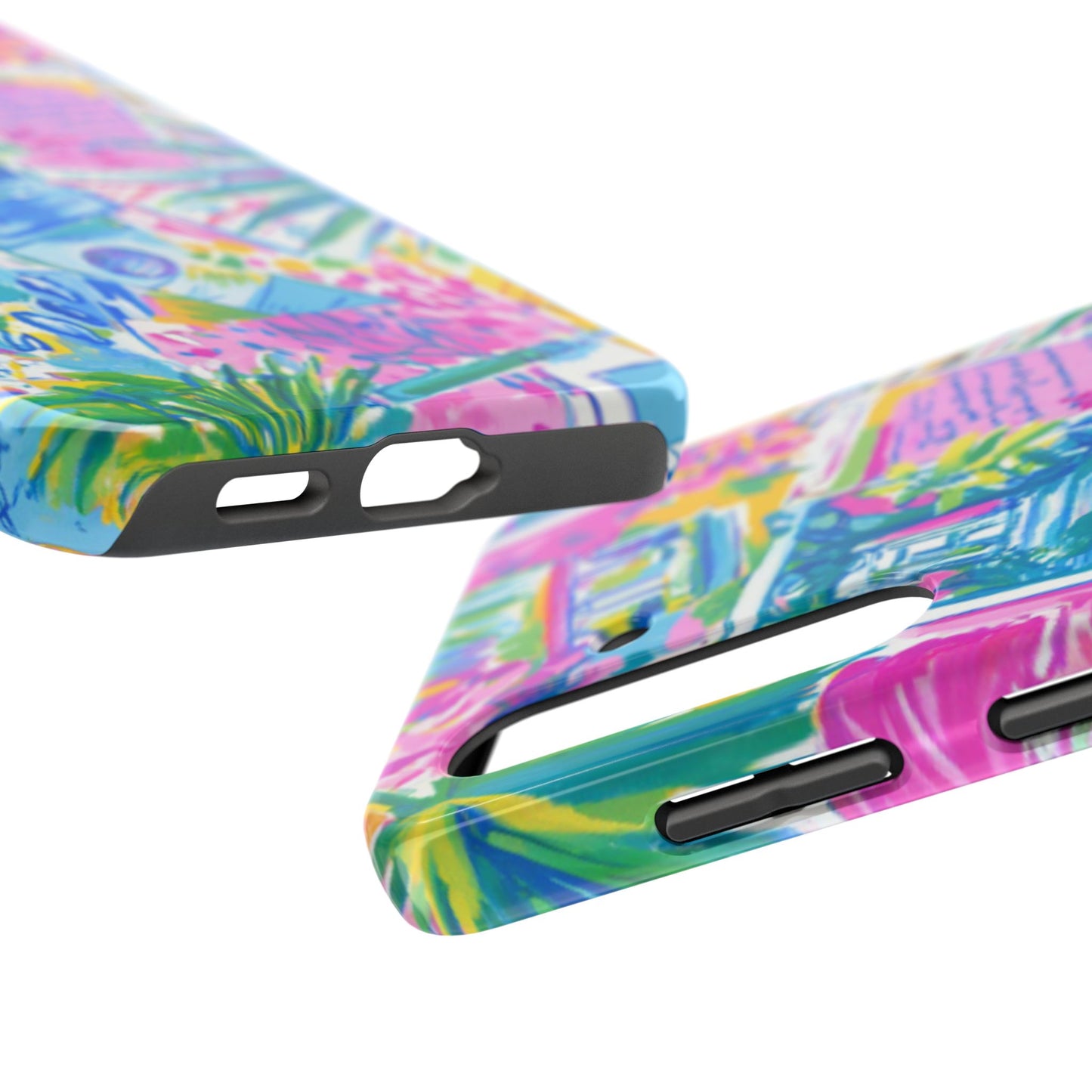 Tough Phone Case — Colorful Tropical Desk Pattern