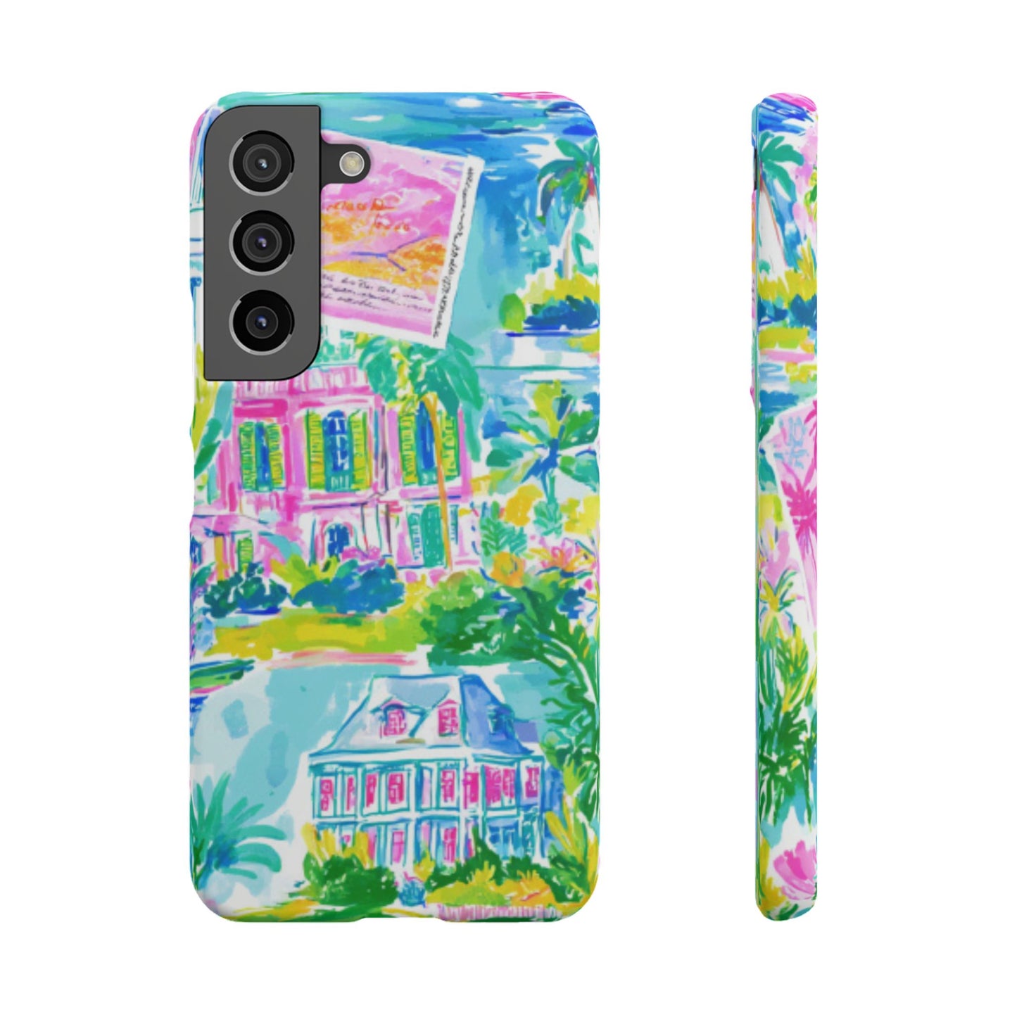 Tropical Pastel Beach Houses Print - PHONE CASE