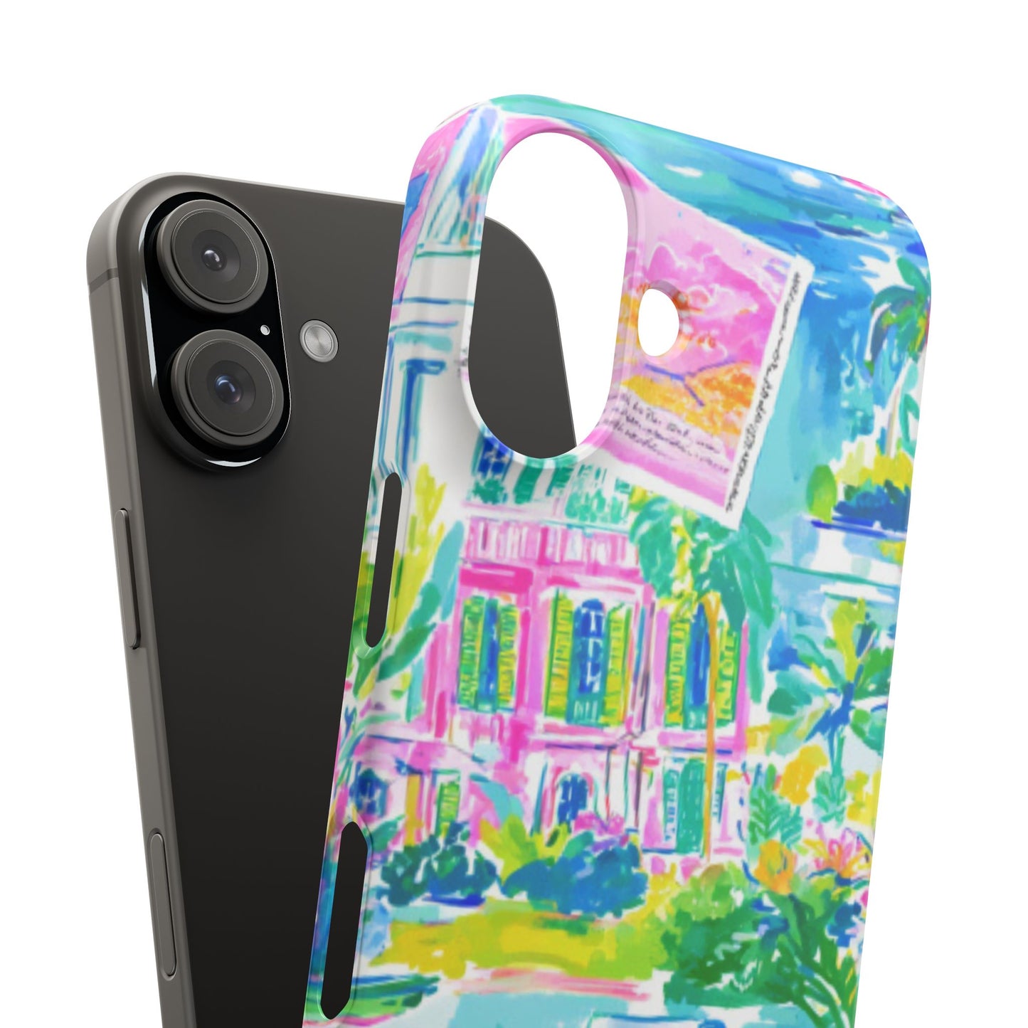 Tropical Pastel Beach Houses Print - PHONE CASE