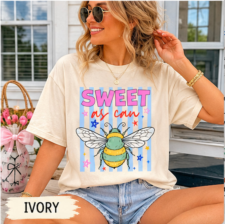 Sweet as Can Bee T-Shirt — Cute Bee Graphic Tee for Kids & Adults