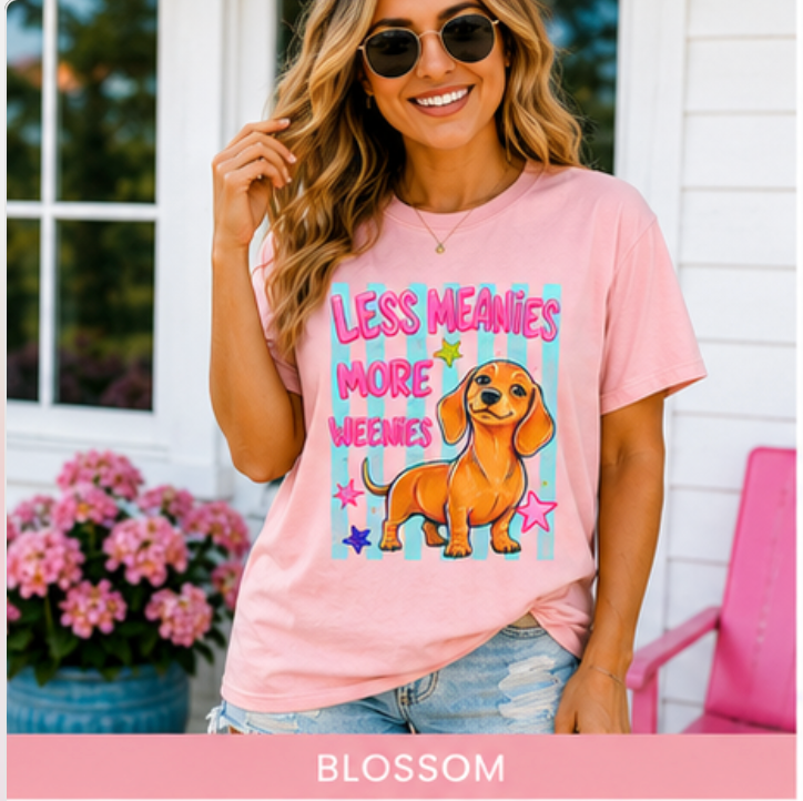 Dachshund Graphic T-Shirt — "Less Meanies More Weenies" Cute Dog Tee
