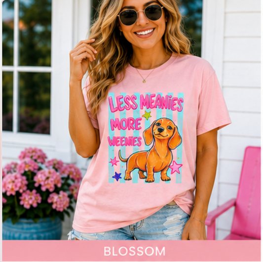 Dachshund Graphic T-Shirt — "Less Meanies More Weenies" Cute Dog Tee