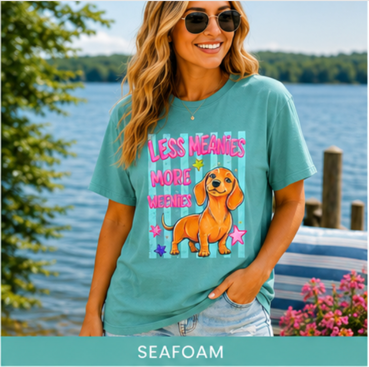 Dachshund Graphic T-Shirt — "Less Meanies More Weenies" Cute Dog Tee