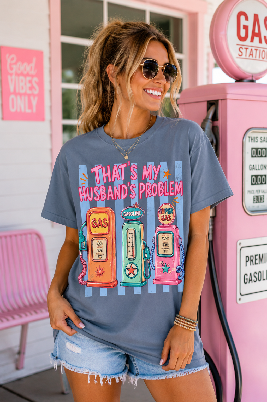 That's My Husband's Problem Gas Pumps T-Shirt