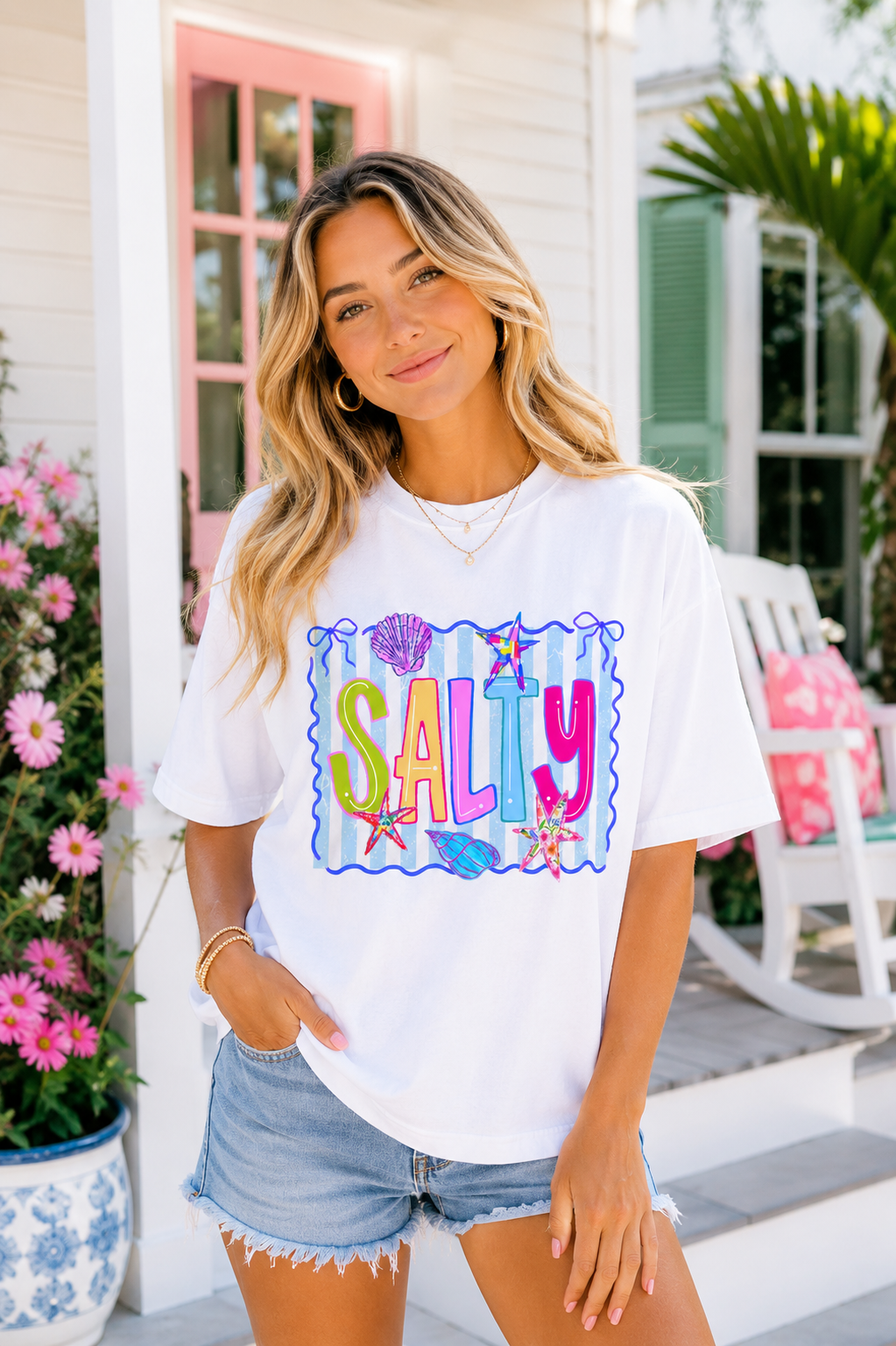 Sally Seashells T-Shirt — Colorful Tropical Name Tee
