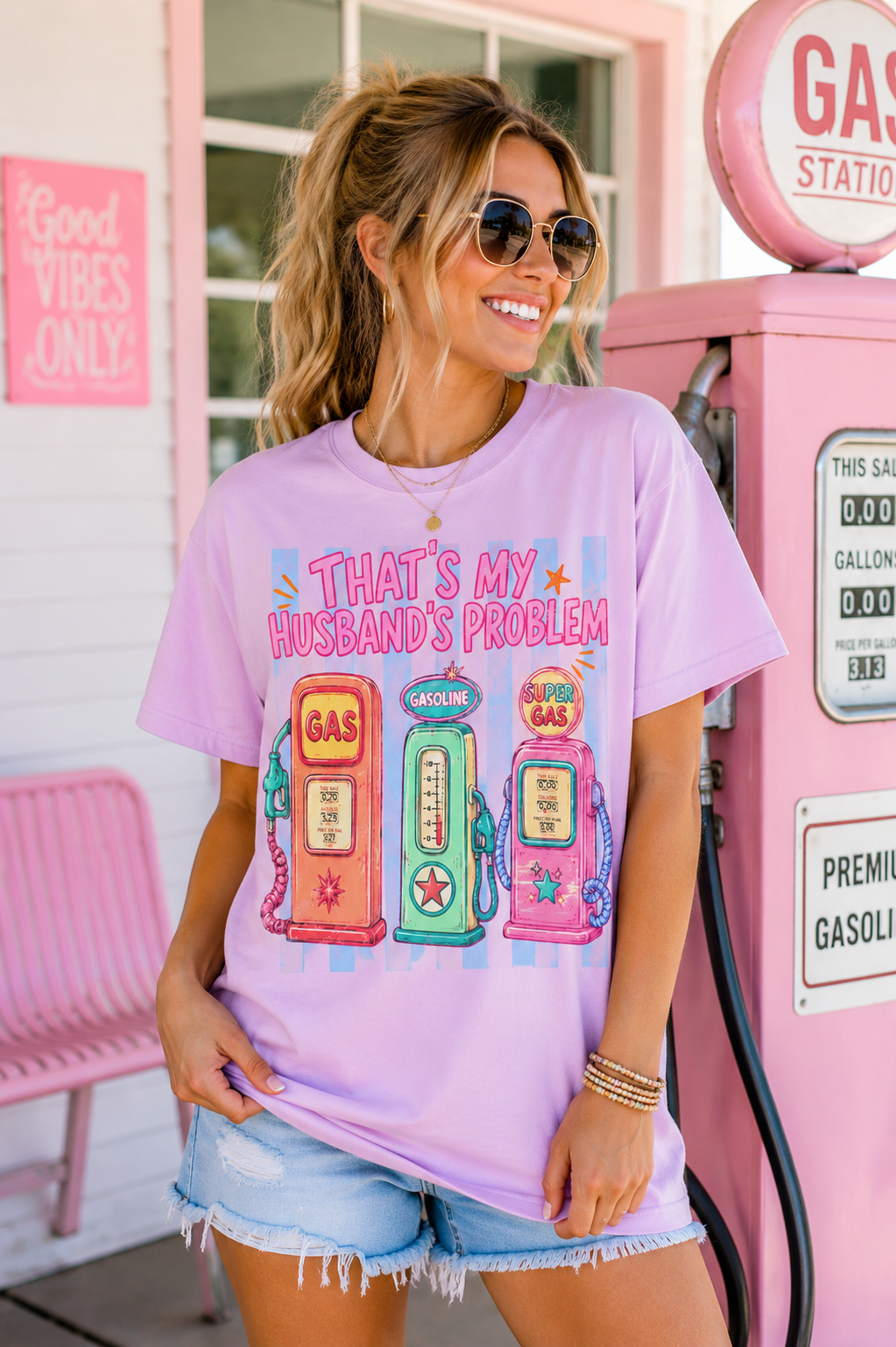 That's My Husband's Problem Gas Pumps T-Shirt
