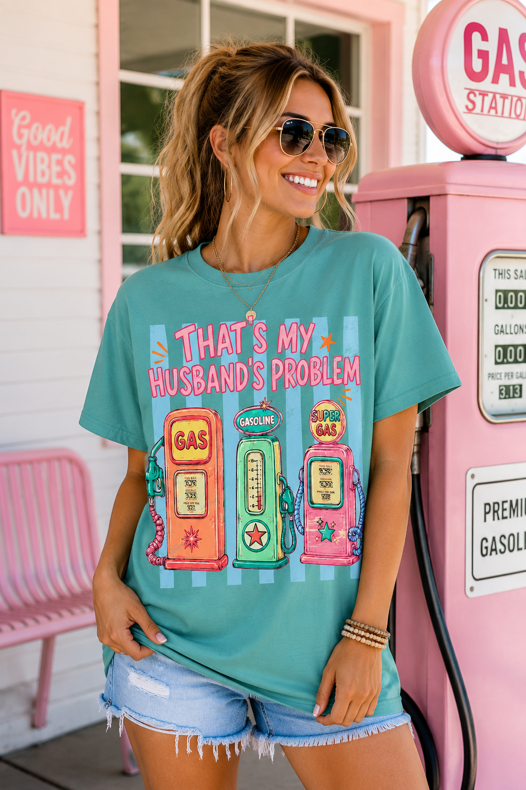 That's My Husband's Problem Gas Pumps T-Shirt